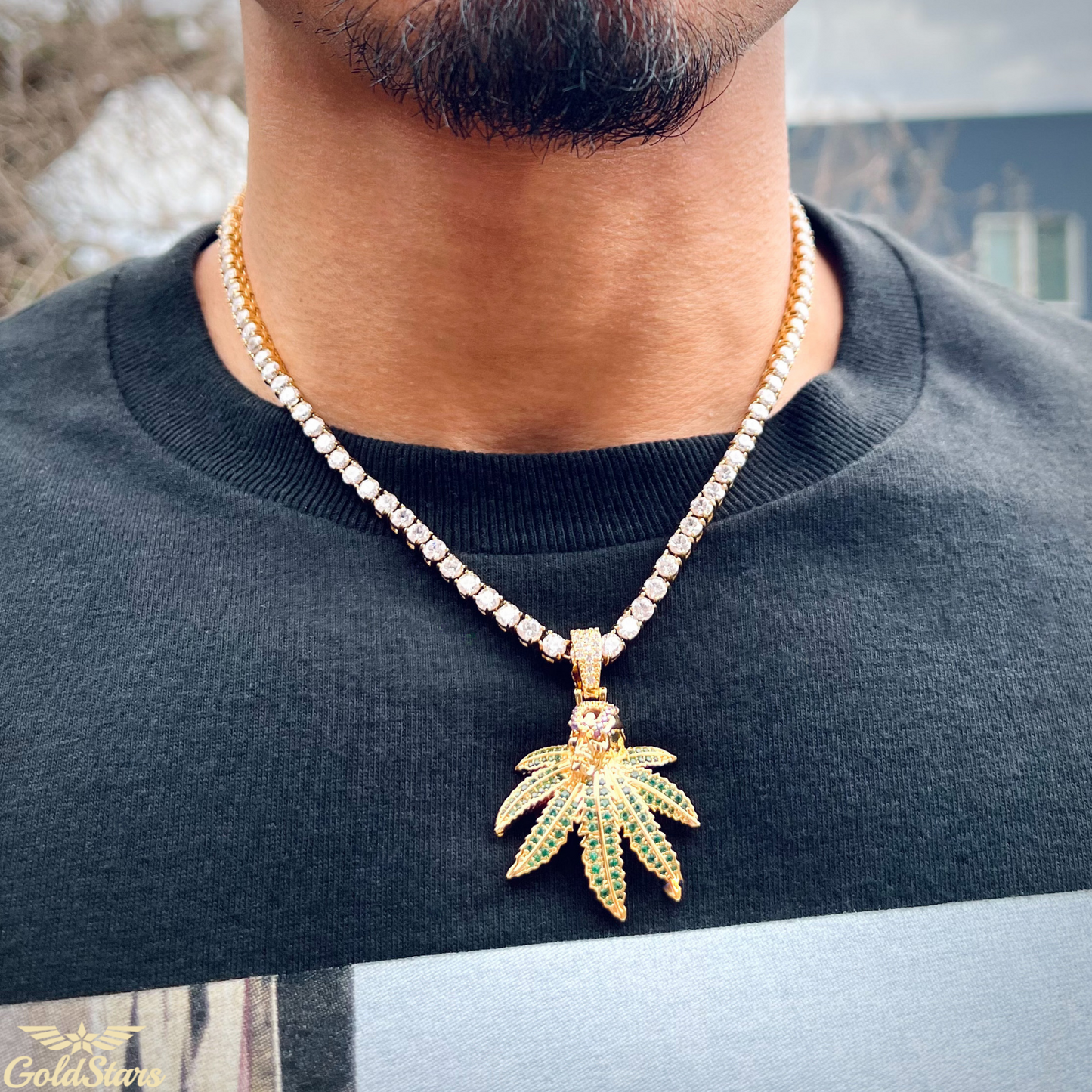 Weed Iced Out Gold Pendant