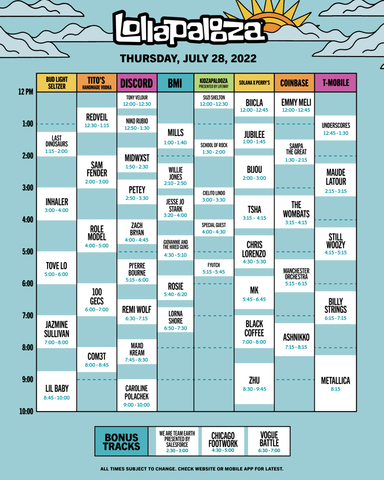 festival schedule