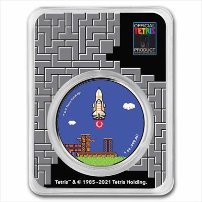 2021 1oz Tetris Rocket Launch Silver Round | CoinsTV
