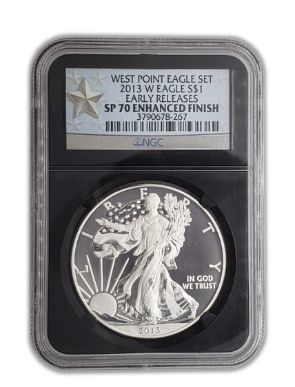 2013 W Silver Eagle Enhanced Finish - West Point -NGC SP70 ER Early Release