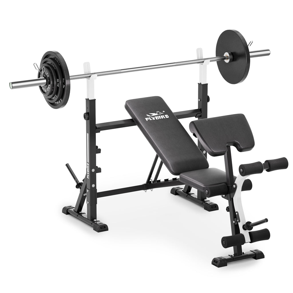 flybird-olympic-weight-bench-barbells-and-weight-plates-set