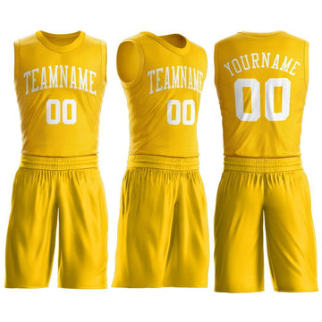 FANSIDEA Custom Basketball Jersey Yellow Black Round Neck Sublimation Basketball Suit Jersey Men's Size:3XL