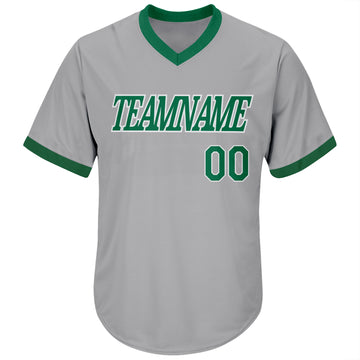 Custom Team Gold Baseball White Authentic Kelly Green Throwback