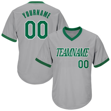 Custom White Kelly Green Pinstripe Kelly Green-Gold Authentic Throwback Rib-Knit Baseball Jersey Shirt Youth Size:M