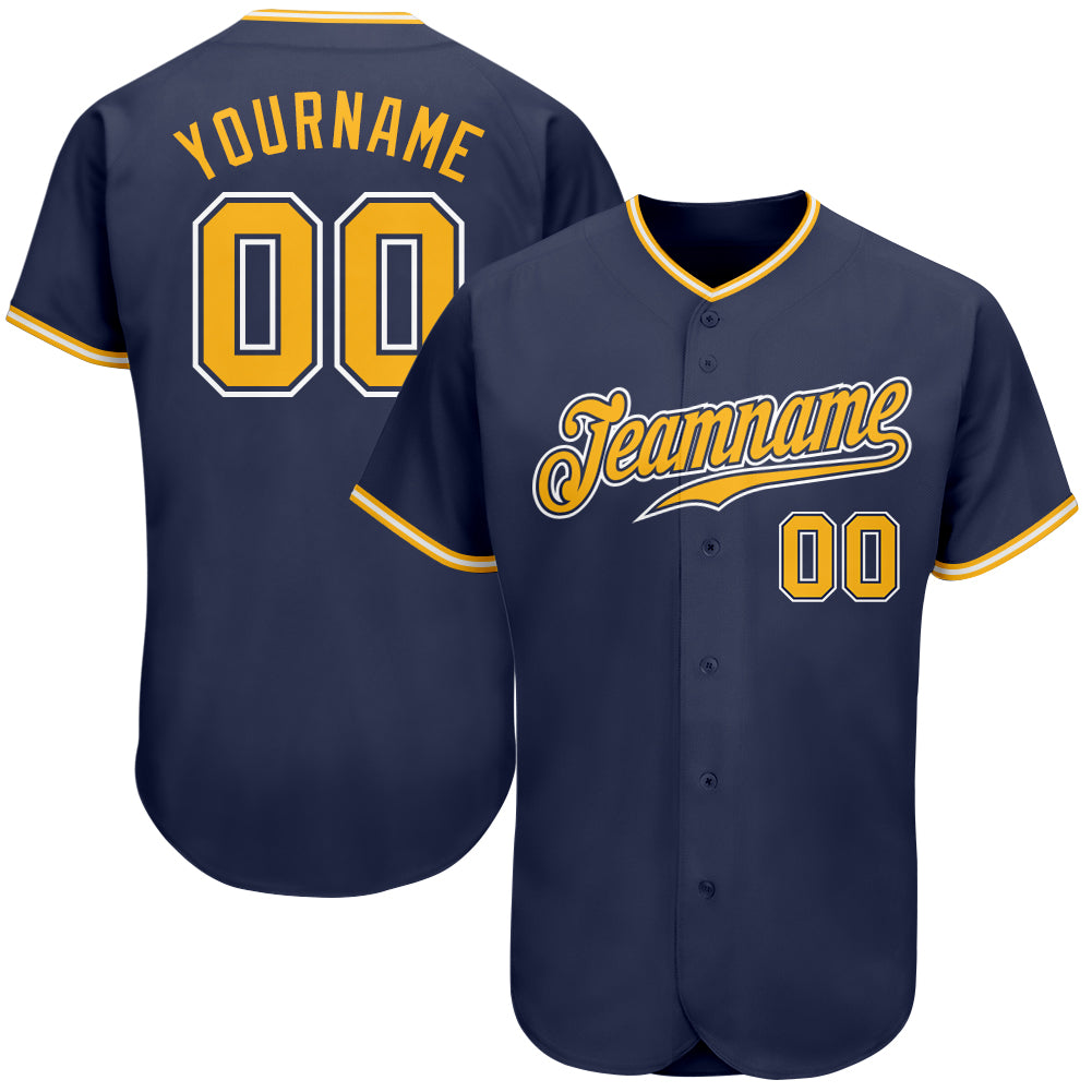 Creat Team Baseball Authentic Gold Navy Jersey White – FansIdeas