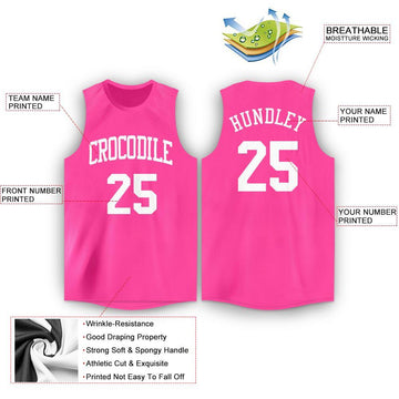 Custom Figure Pink-Gold Music Festival Round Neck Sublimation Basketball  Suit Jersey