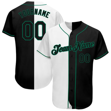 Custom Kelly Green Black-Gold Authentic Split Fashion Baseball Jersey  Discount