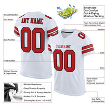 Load image into Gallery viewer, Custom White Scarlet-Black Mesh Authentic Football Jersey
