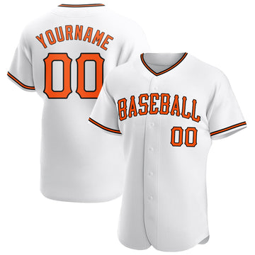 Custom Green White Strip Orange-White Authentic Baseball Jersey