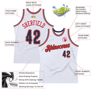 Custom Navy Red-White Authentic Throwback Basketball Jersey Discount