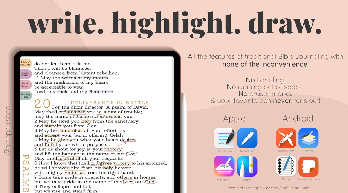 Digital Bible Journaling | Digital Journaling Bible | Digital Bible | PDF Bible | Digital Bible Download | GoodNotes Bible