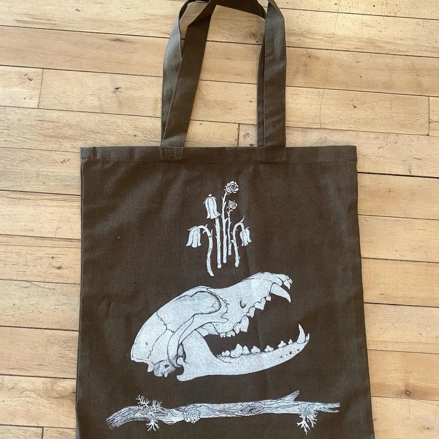Ghost Pipes Coyote Skull Lichen Moss Log Tote Bag