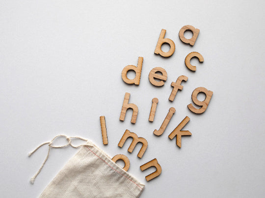 Wooden Lowercase Alphabet Set • Movable, Maple