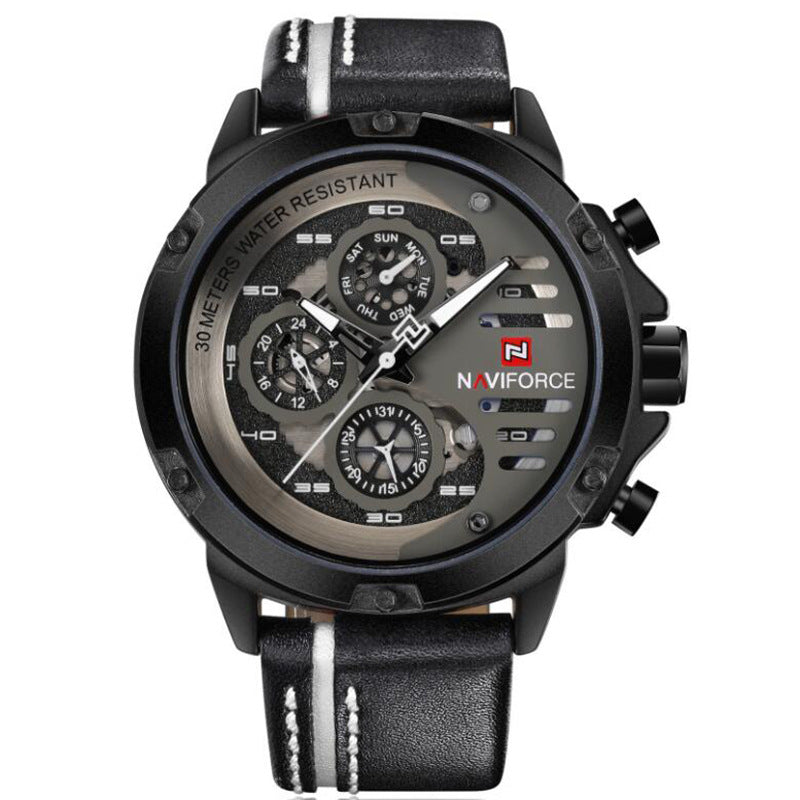Reloj Naviforce 9110 High Quality Quartz Waterproof Naviforce Leather Men Watch