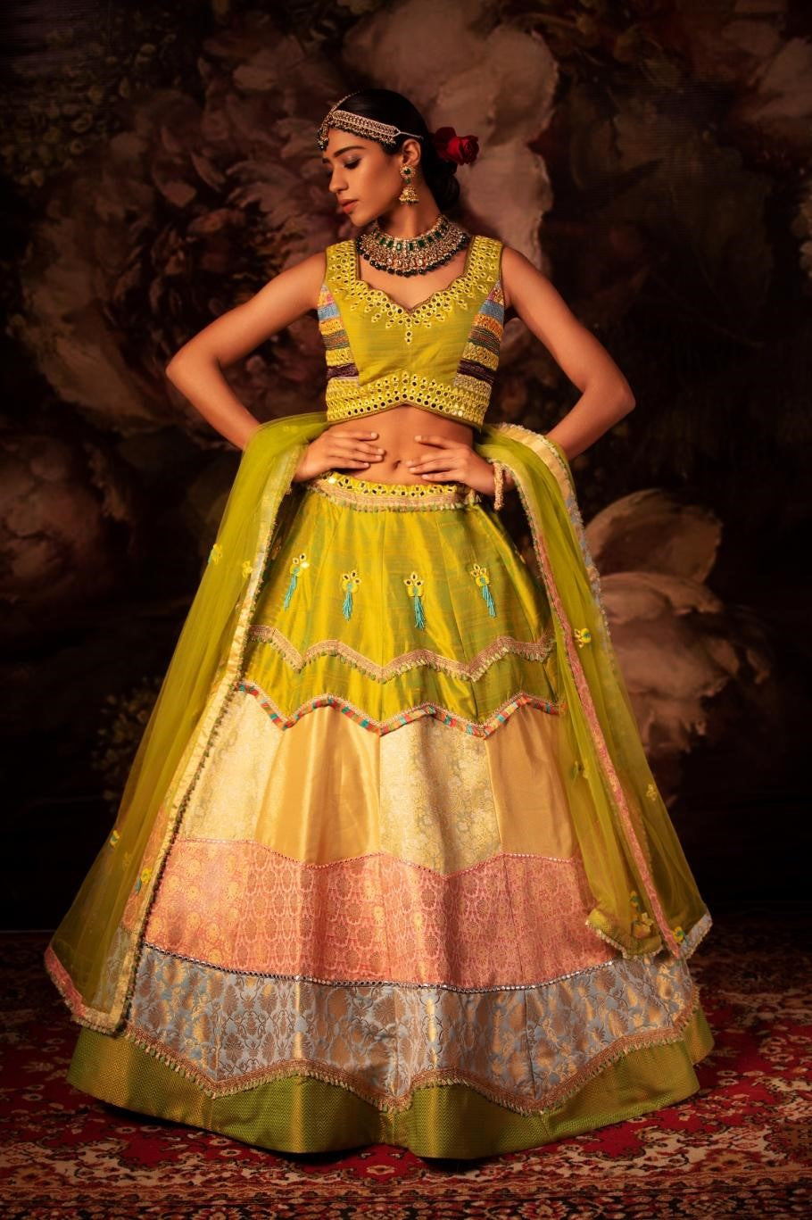 Buy Peach & Gold Dakshi Embroidered Lehenga Set Online - RI.Ritu Kumar UAE  Store View