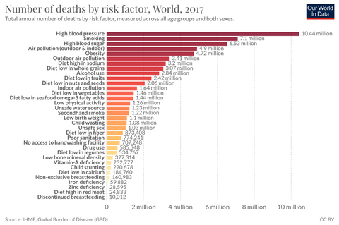 Graph of Number of deaths by risk factor 2019