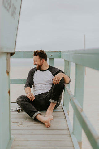 Guy having a laugh in the pier.