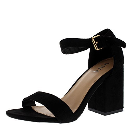 Suede Ankle Strap Wide Mid Block Heel – Style Heist