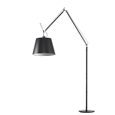 Artemide Tolomeo Mega ON-OFF schakelaar aluminium met zwart satijnen diffuser Vloerlamp