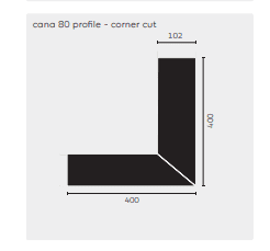Kreon - cana 80 corner cut 90°, zwart