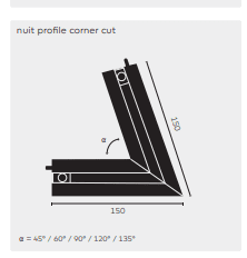 Kreon - Nuit corner cut, 90°, zwart