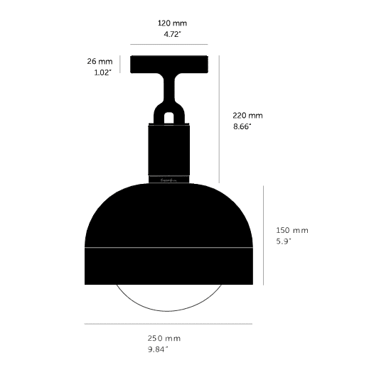 Buster and Punch - Forked Shade Globe Medium Plafondlamp gerookt