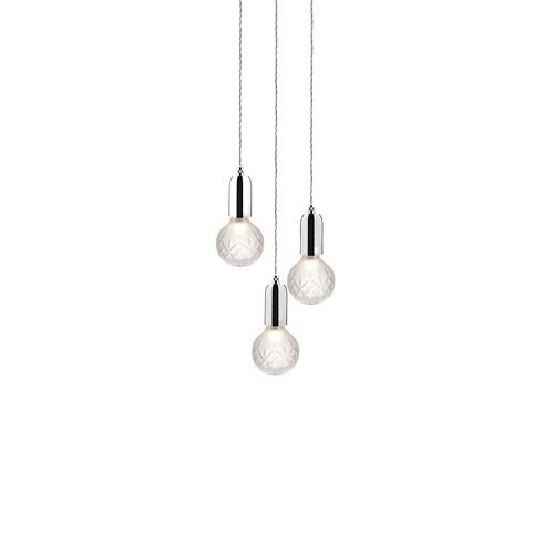 Lee Broom Crystal Bulb kroonluchter 3 Hanglamp chroom