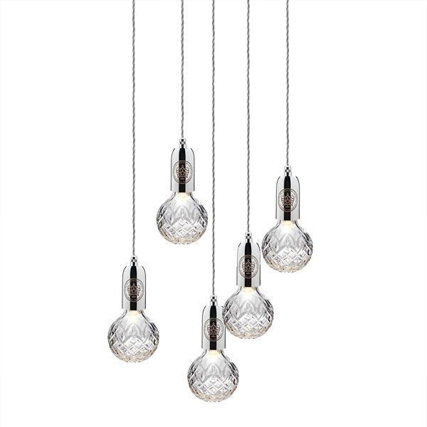 Lee Broom Crystal Bulb kroonluchter 5 Hanglamp chroom