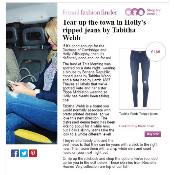 ic:Tabitha Webb | Holly Willoughy Wearing Tabitha Webb Jeans