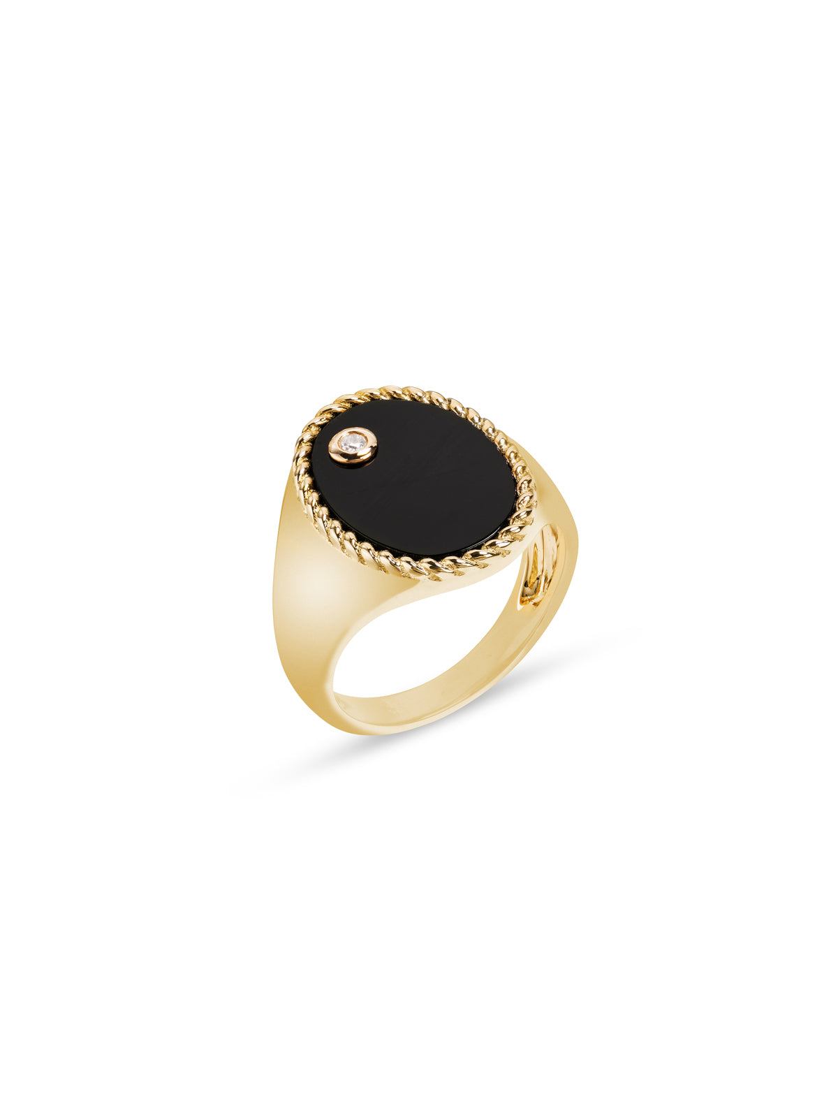 Photos - Ring Oval Onyx Cheveliere Yellow Gold Signet , 3