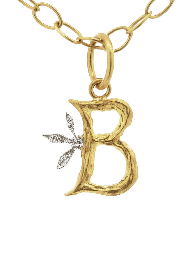 Branch Initial Charm - Yellow Gold