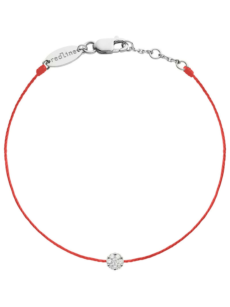 Single Diamond Red Illusion Bracelet - White Gold