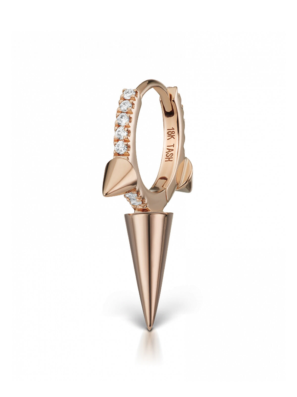 8mm Diamond Triple Spike Rose Gold Single Hoop Earring | Ylang 23