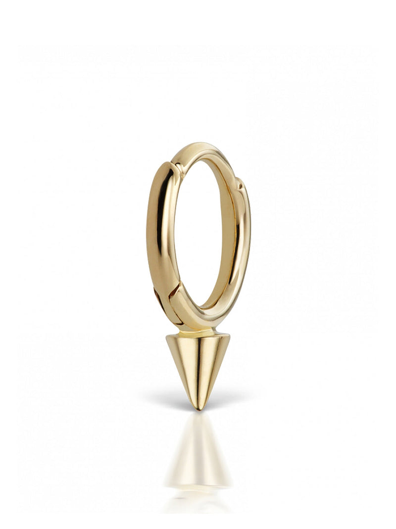 6.5mm Non-Rotating Spike Single Hoop Earring - Yellow Gold