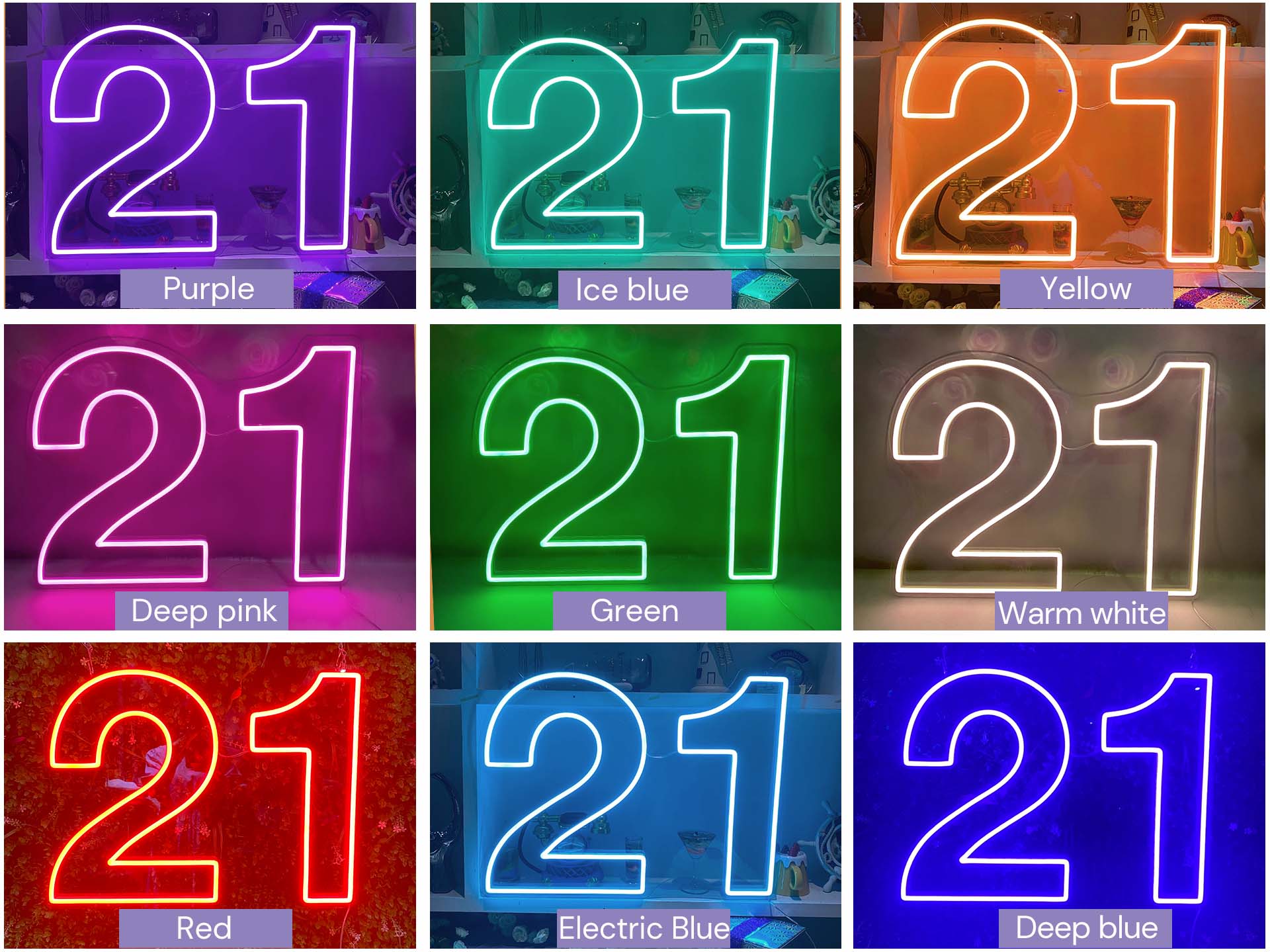 21st birthday neon light color-NeonPartys