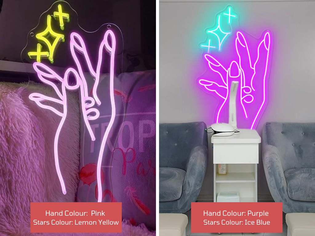 Manciure store neon lights in 2 different custom colour options. Produced by Neon Partys