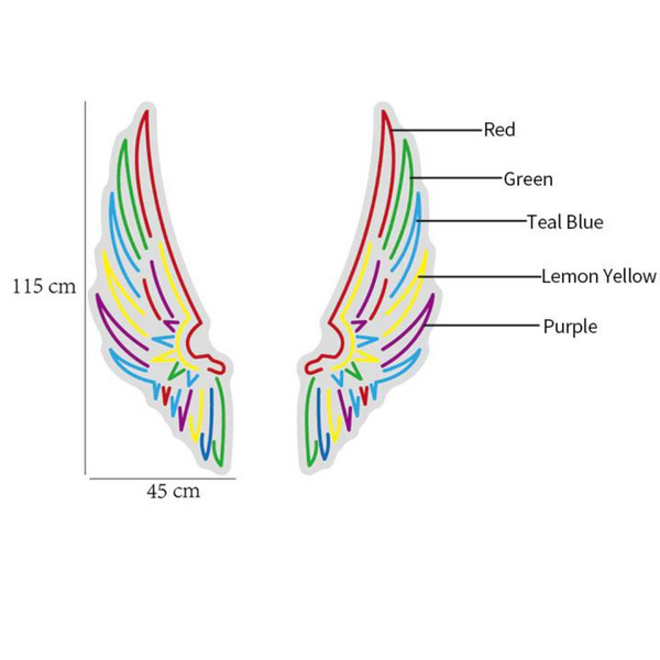 Rainbow Wings LED neon sign colour diagram