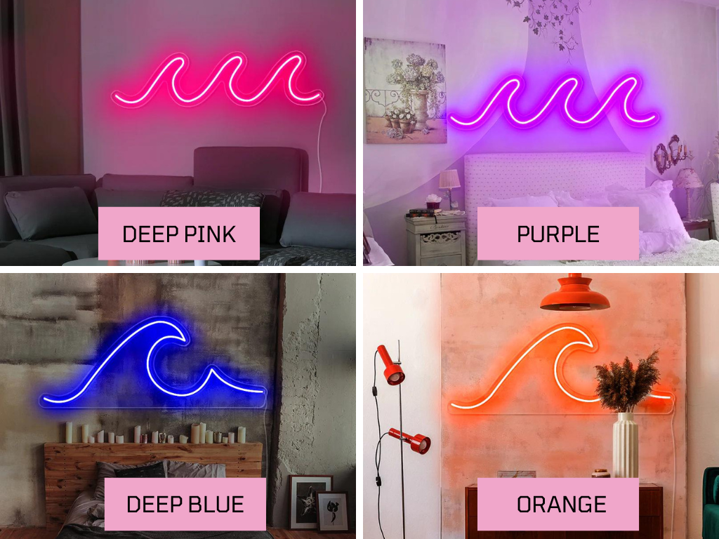Waves neon light in 4 colours