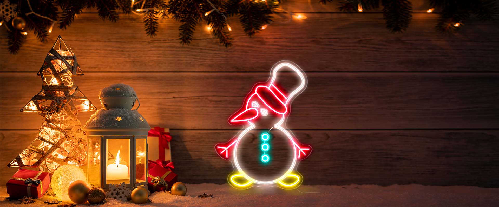 little cute snowman neon light