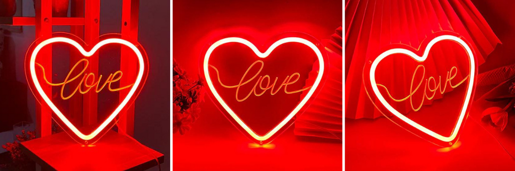 love heart USB neon sign in red