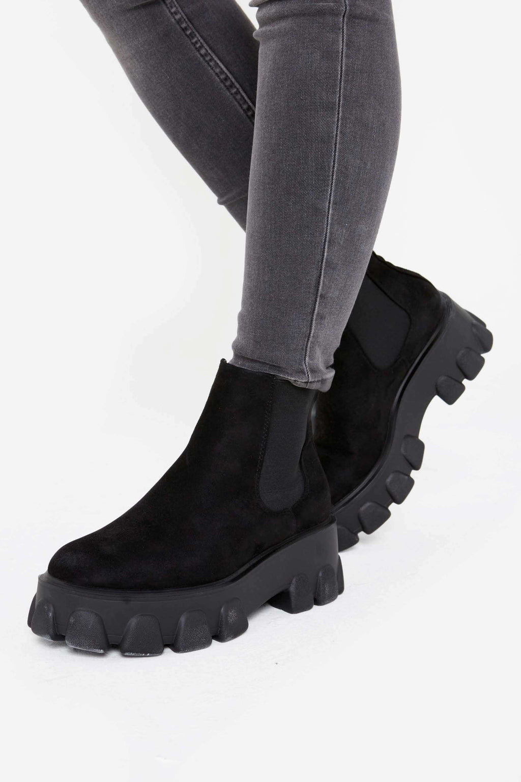 chunky platform boots black