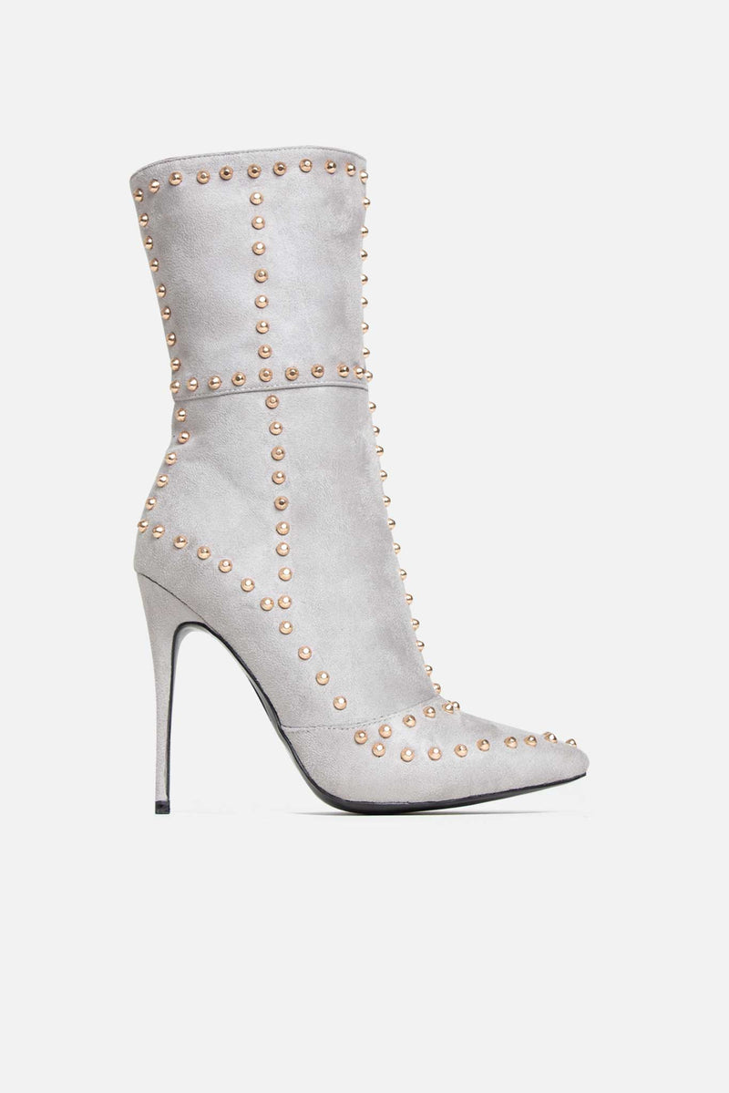 grey studded ankle boots