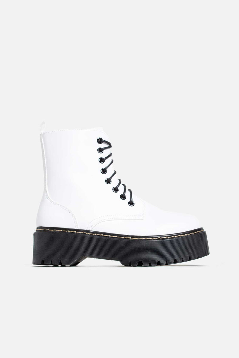 white chunky platform boots