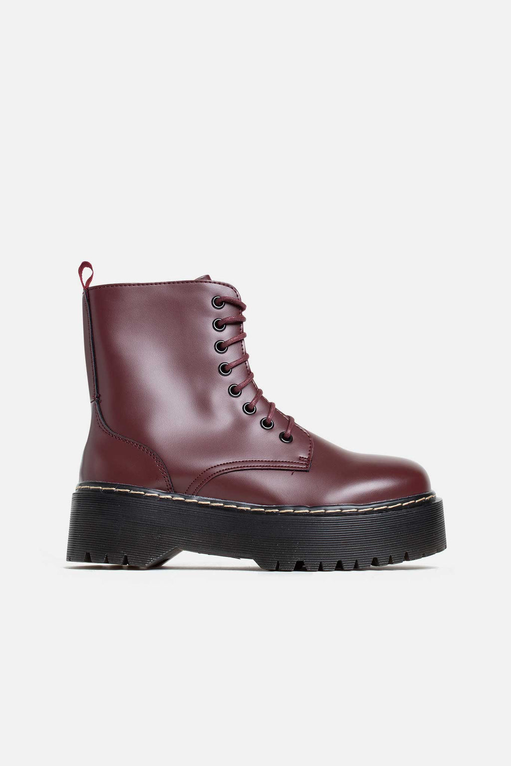 burgundy chunky boots