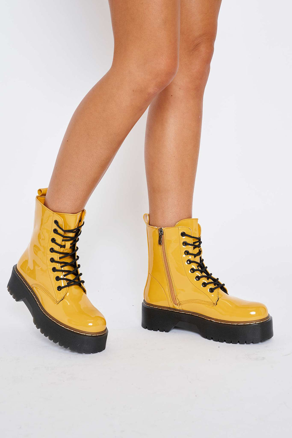 Martha Chunky Platform Boots in Yellow 