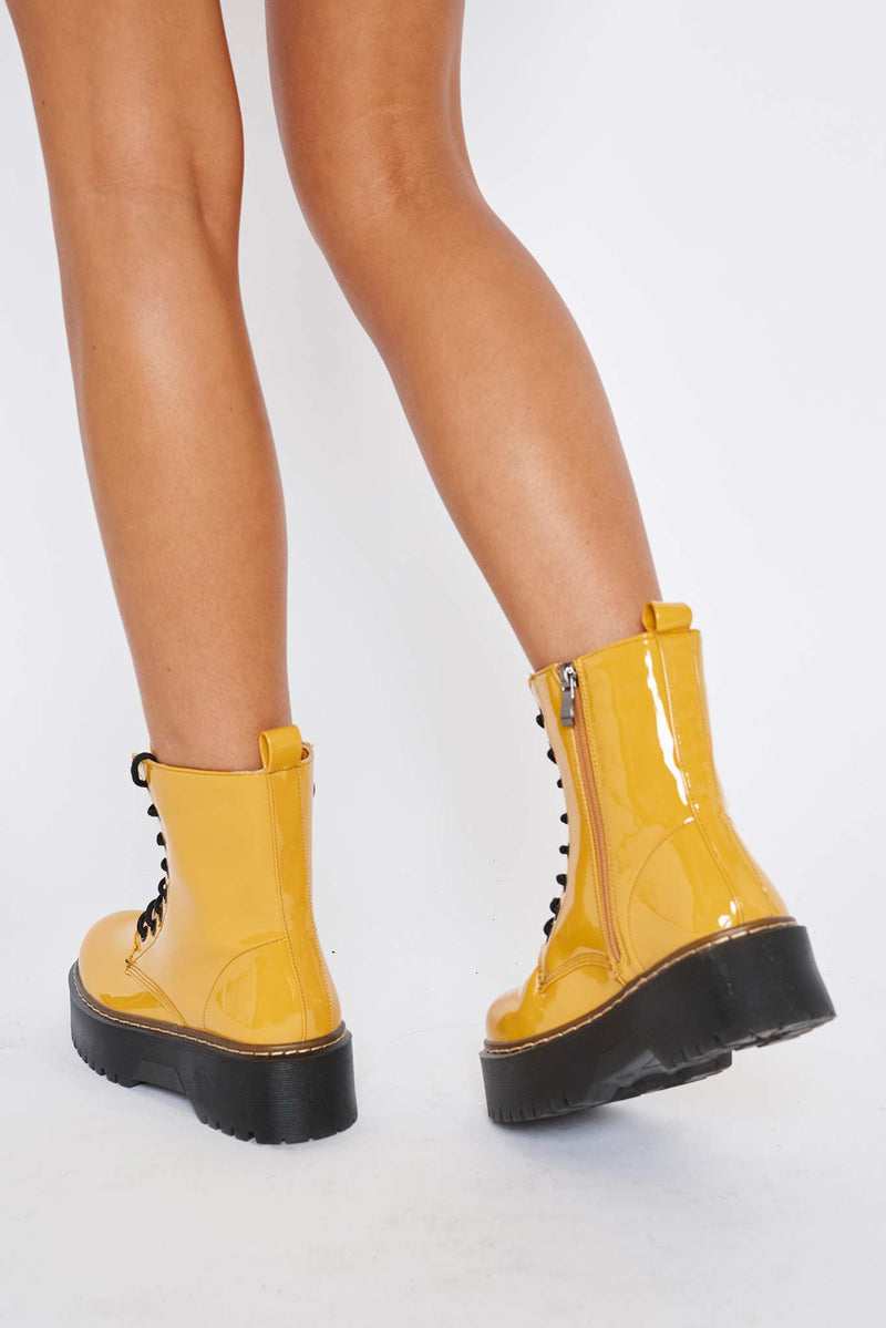 yellow platform boots