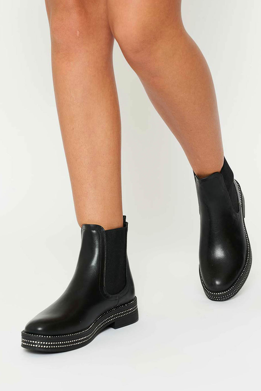 diamante black ankle boots