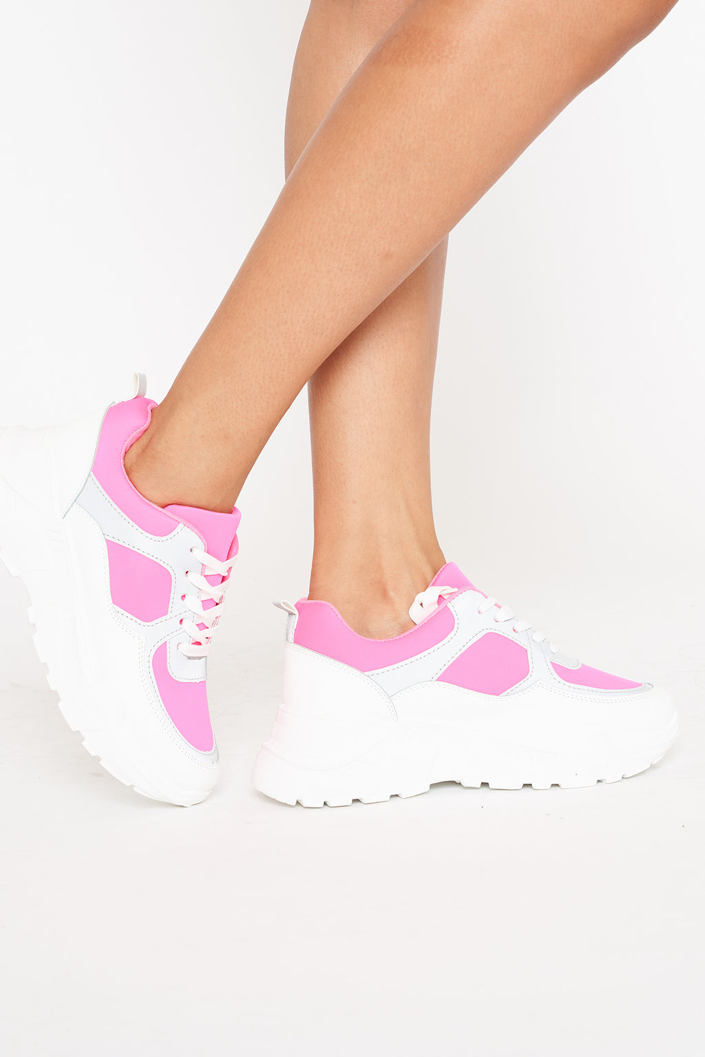 Neon Pink Reflective Panel Chunky Trainer