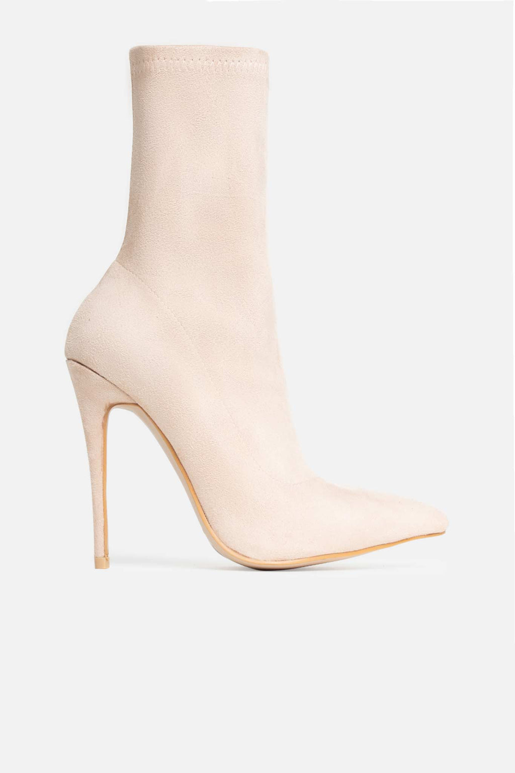 Maria Pointed Toe Ankle Boots in Beige 