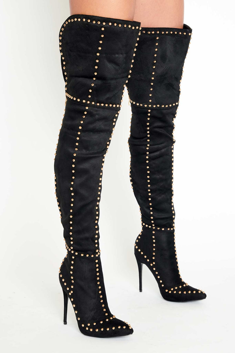 thigh high studded boots